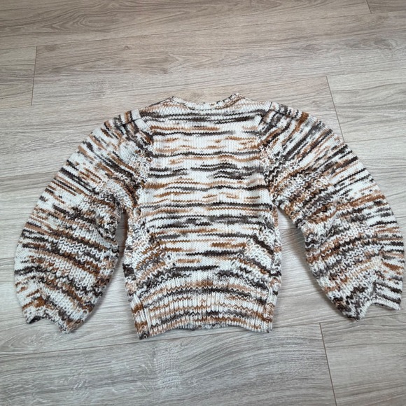 For Love & Lemons Geri Cardigan Brown Space Dye Chunky Knit Balloon Sleeve Sz XS - Picture 7 of 7